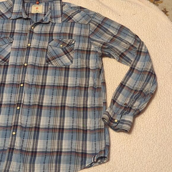 Ruff Hewn Woman Blue Multi Color Plaid Button Up 100% Cotton Front Pocket - Picture 5 of 7